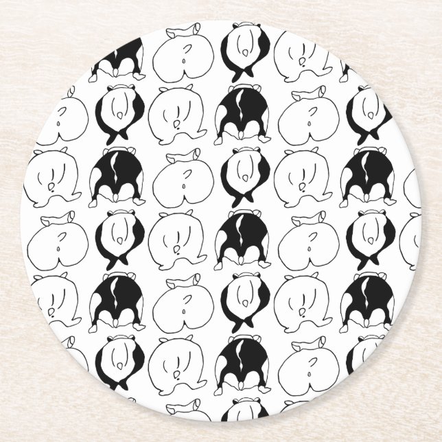 Hamster Butts Pattern Round Paper Coaster (Front)
