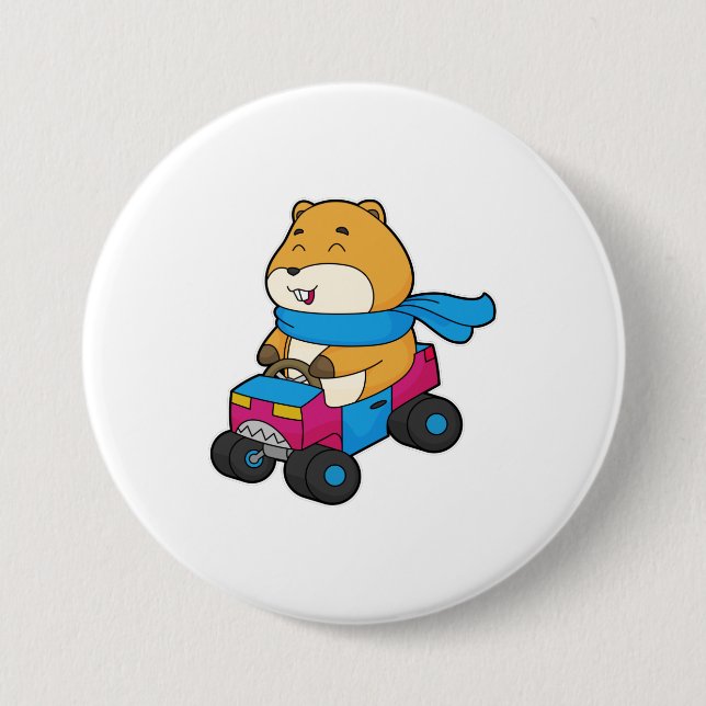 Hamster Car 7.5 Cm Round Badge (Front)