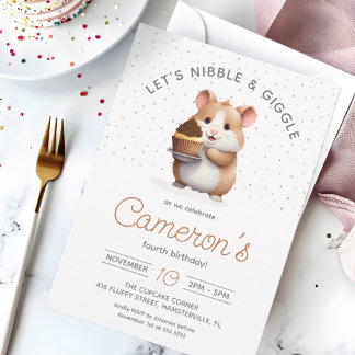 Hamster, Chocolate Cupcake Children's Birthday Invitation
