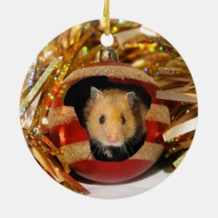 Hamster Christmas Ceramic Tree Decoration