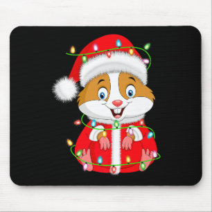 Hamster Christmas Lights Santa Costume Cute Animal Mouse Pad