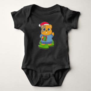 Hamster Christmas Santa hat Baby Bodysuit