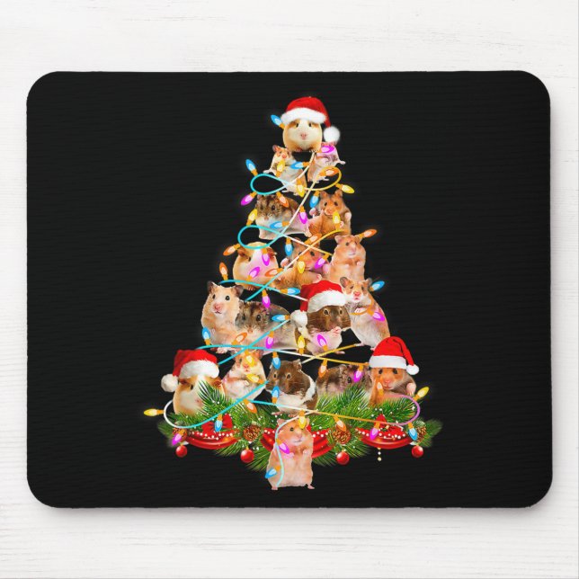 Hamster Christmas Tree Led Funny Hamster Snow Chir Mouse Pad (Front)