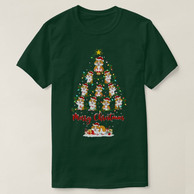 Hamster Christmas Tree Lights Funny Hamster Xmas T T-Shirt (Design Front)