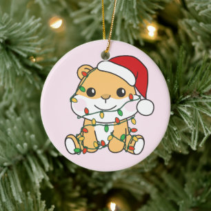 Hamster Christmas Winter Animals Holiday Hamsters Ceramic Tree Decoration