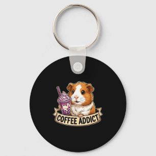 Hamster Coffee Addict Cute Rodent Boba Tea Gift Key Ring