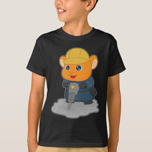 Hamster Construction worker Jackhammer Constructio T-Shirt (Front)