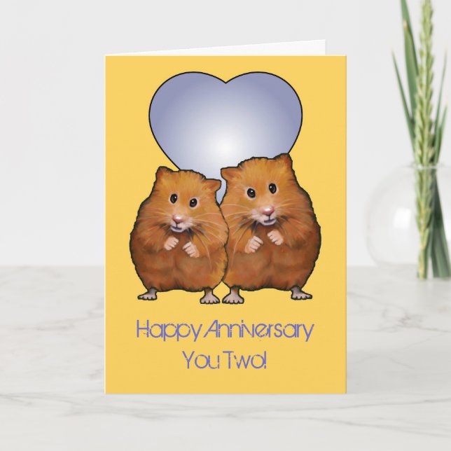 Hamster Couple, Happy Anniversary; Cutest Couple Card (Front)
