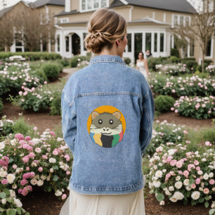 Hamster 🐹 Cute animal with colourful striped scar Denim Jacket