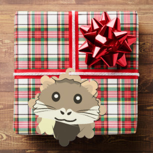 Hamster 🐹 Cute animal with colourful striped scar Tree Decoration Card