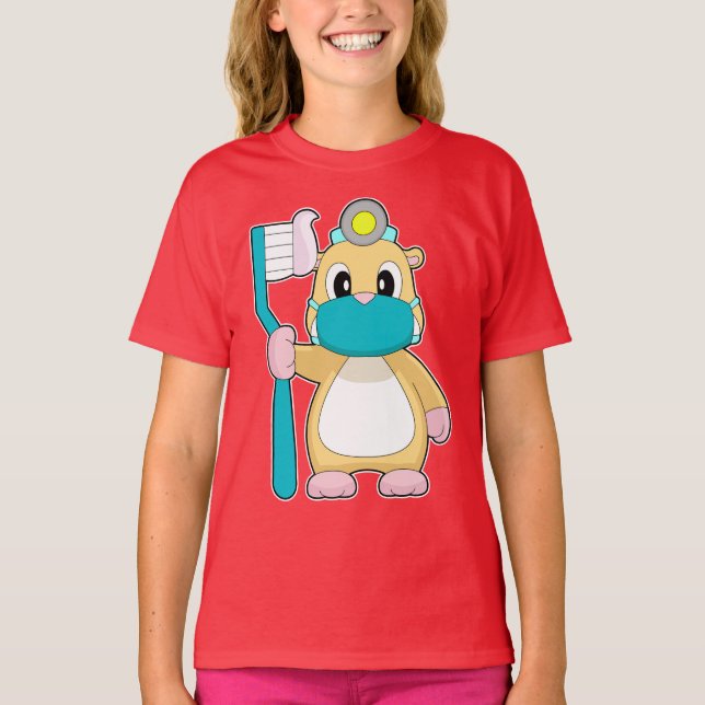 Hamster Dentist Toothbrush T-Shirt (Front)