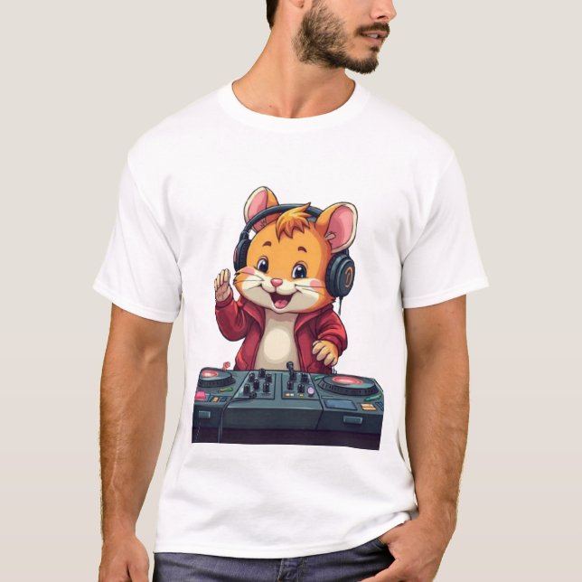 Hamster DJ Vibes – Fun Music Animal Shirt (Front)