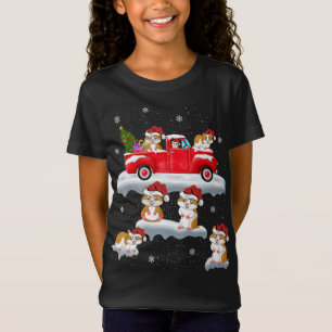 Hamster Driving Christmas Tree Red Truck Hamster C T-Shirt