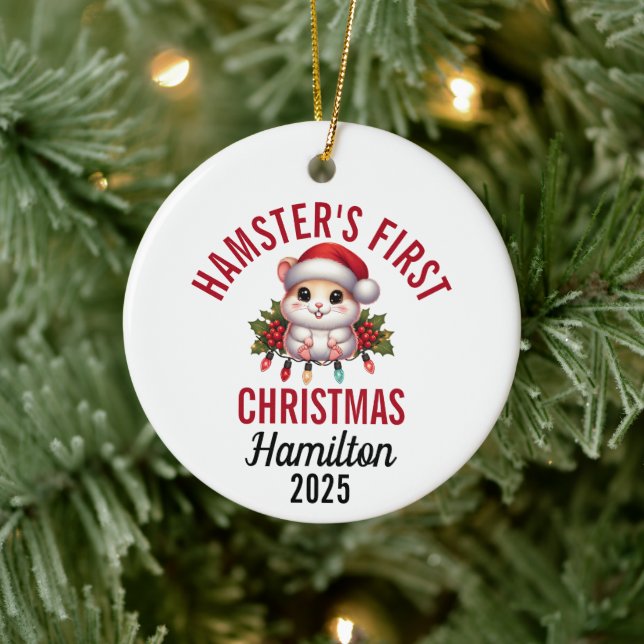 Hamster First Christmas 2025 Ceramic Tree Decoration (Tree)
