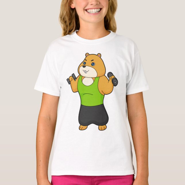 Hamster Fitness Dumbbell T-Shirt (Front)