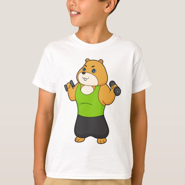 Hamster Fitness Dumbbell T-Shirt (Front)