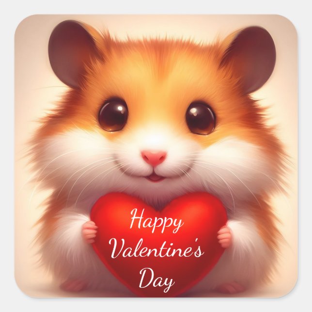 Hamster Happy Valentine's Day Sticker (Front)