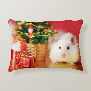 Hamster Kokolinka with Christmas tree Decorative Cushion