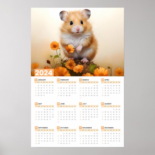 Hamster Large 2024 Calendar Poster (Front)
