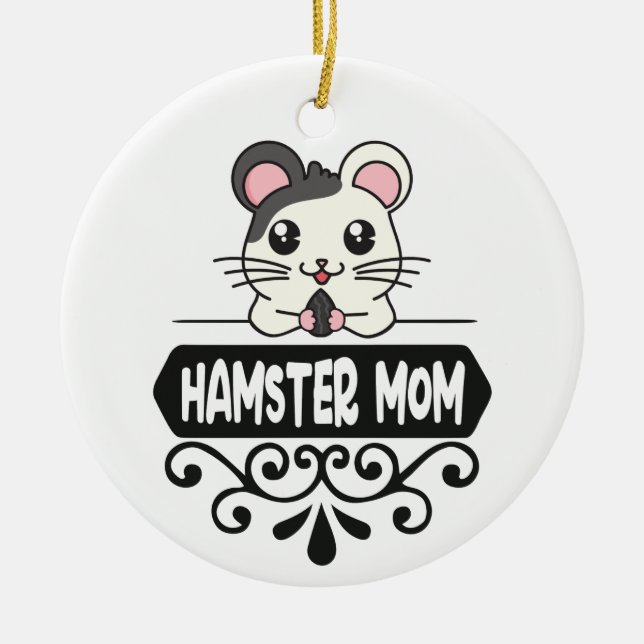 Hamster mum pet animal lovers cute personalised ceramic tree decoration (Front)