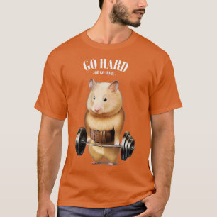 Hamster Muscle Training with Barbell Shrug Bar Fit T-Shirt