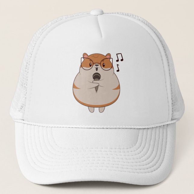 Hamster - Music with Microphone Trucker Hat (Front)