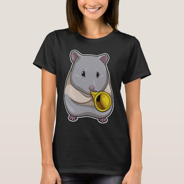 Hamster Musician Trumpet Music T-Shirt (Front)