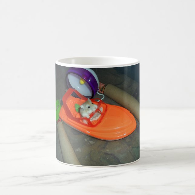 Hamster on a boat coffee mug (Center)