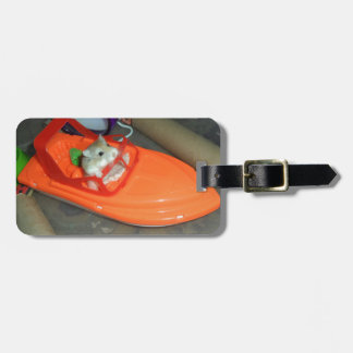Hamster on a boat luggage tag