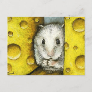 Hamster on a cheese shelf postcard by Tanya Bond