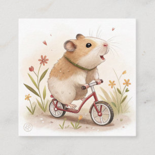 Hamster On Bike Square Business Card