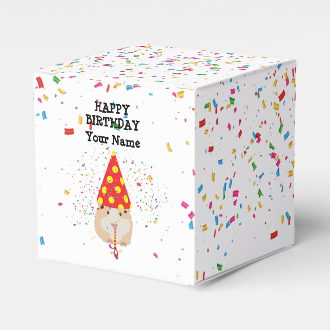 Hamster Partying - Animals at Birthday Party  Favour Box (Front Side)