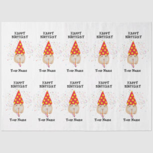 Hamster Partying - Animals at Birthday Party Name Tissue Paper