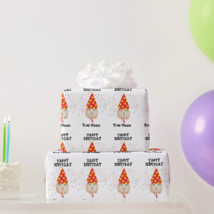 Hamster Partying - Animals at Birthday Party Name  Wrapping Paper