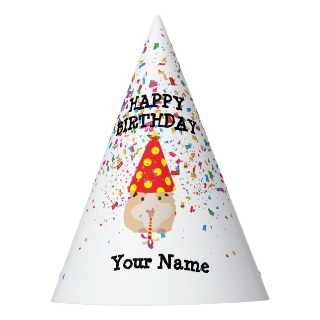 Hamster Partying - Animals at Birthday Party Party Hat (Front)