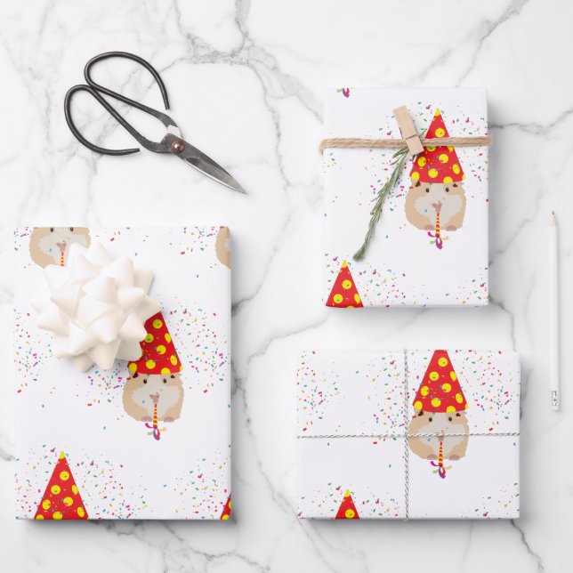 Hamster Partying - Animals Having a Party Wrapping Paper Sheet (Front)