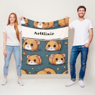 Hamster Pattern Print Fleece Blanket