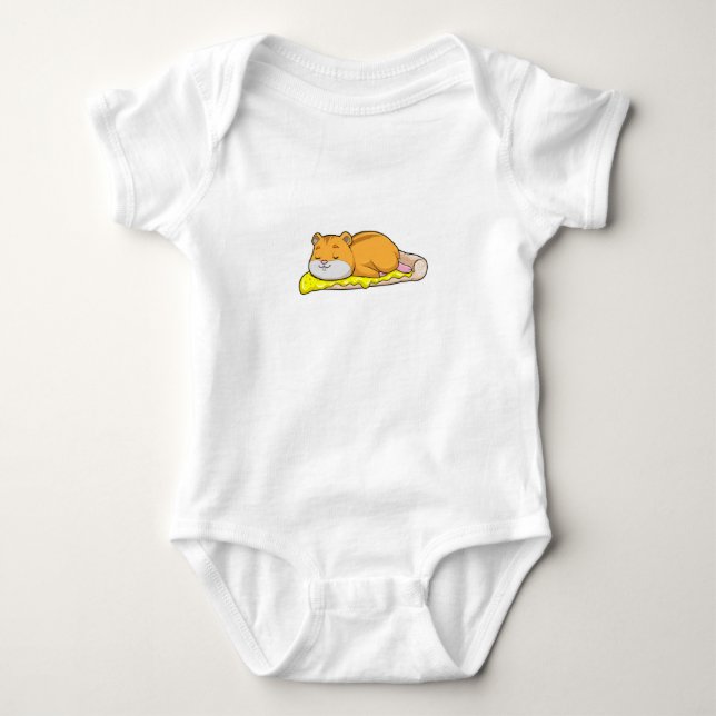 Hamster & Pizza with Cheese Baby Bodysuit (Front)