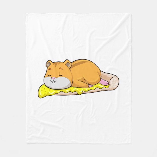 Hamster & Pizza with Cheese Fleece Blanket (Front)