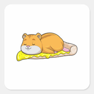 Hamster & Pizza with Cheese Square Sticker