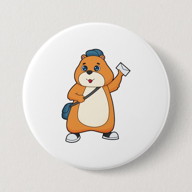 Hamster Postman Letter 7.5 Cm Round Badge (Front)