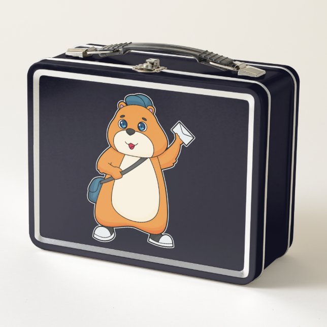 Hamster Postman Letter Metal Lunch Box (Front)