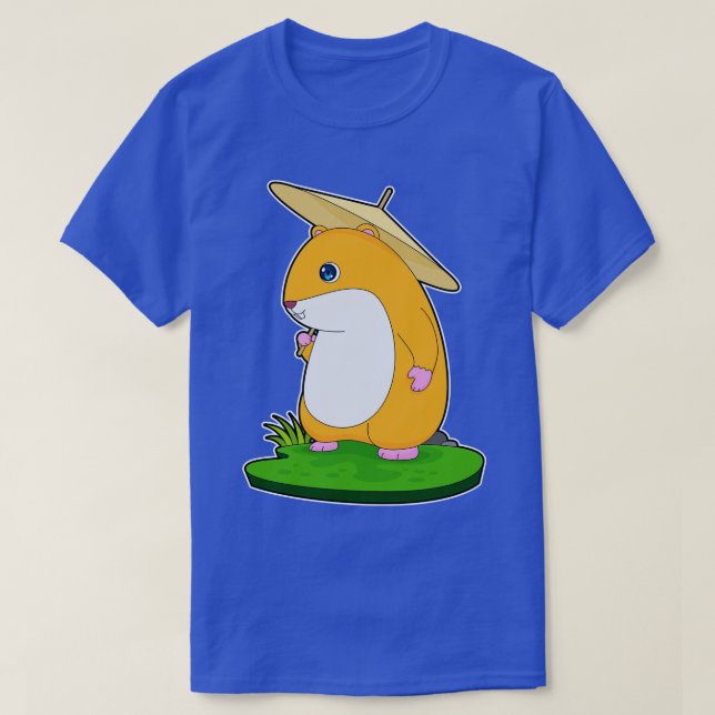 Hamster Raining Umbrella T-Shirt (Design Front)