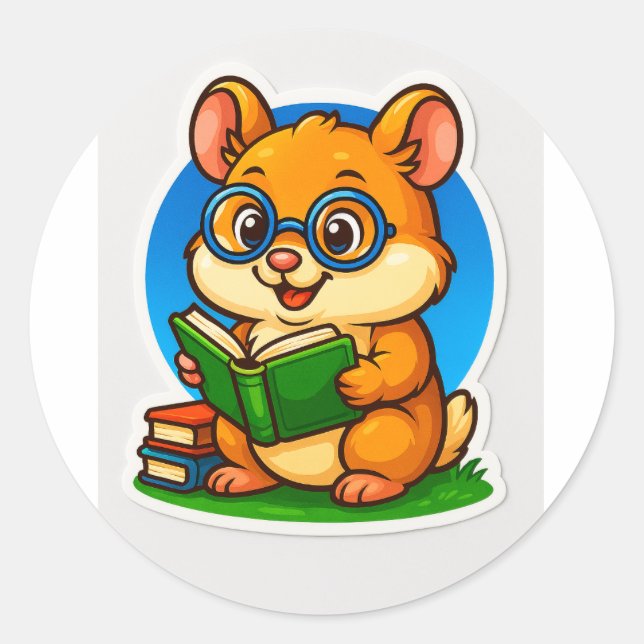 Hamster Reading Sticker (Front)