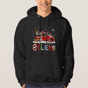 Hamster Riding Red Truck Christmas Tree Believe Sa Hoodie