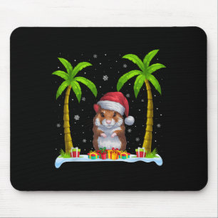 Hamster Santa Hat Palm Tree Beach Xmas Pajama  Mouse Pad