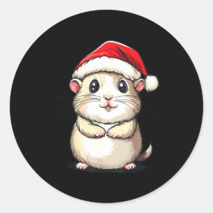 Hamster Santa Hat Pet Lover Boys Girls Kids Christ Classic Round Sticker