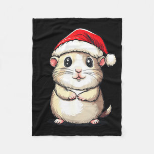 Hamster Santa Hat Pet Lover Boys Girls Kids Christ Fleece Blanket