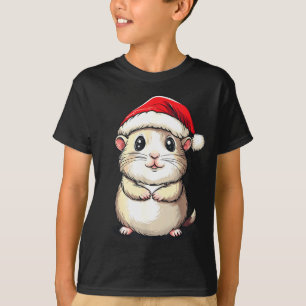 Hamster Santa Hat Pet Lover Boys Girls Kids Christ T-Shirt