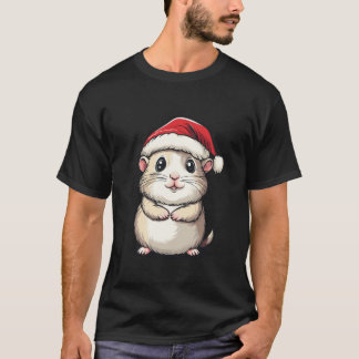 Hamster Santa Hat Pet Lover Boys Girls Kids Christ T-Shirt